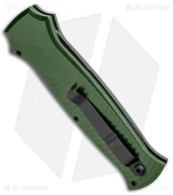 Piranha Bodyguard Automatic Knife Green Tactical (3.3" Black Plain) -Knife Shop Piranha Bodyguard Auto Green Tactical Black BHQ 1437 jr side