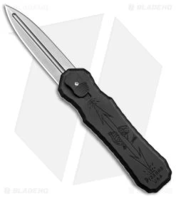 Piranha Excalibur OTF Automatic Knife Black Aluminum (3.2" Stonewash)