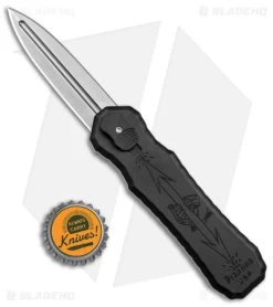 Piranha Excalibur OTF Automatic Knife Black Aluminum (3.2" Stonewash) -Knife Shop Piranha Excalibur OTF Auto Black SW BHQ 167397 jr bottlecap