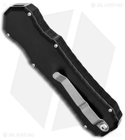 Piranha Excalibur OTF Automatic Knife Black Aluminum (3.2" Stonewash) -Knife Shop Piranha Excalibur OTF Auto Black SW BHQ 167397 jr side