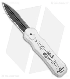 Piranha Excalibur OTF Automatic Knife Silver Tactical (3.2" Black Serr)