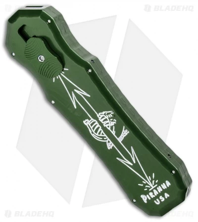 Piranha Excalibur OTF Knife Green Double Action Automatic (3.2" Stonewash) 4 Piranha Excalibur OTF Knife Green Double Action Automatic (3.2" Stonewash) - Image 2