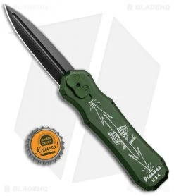Piranha Green Excalibur OTF Knife Double Action Automatic (3.2" Black) -Knife Shop Piranha Green Exalibur DA OTF Auto Tactical Black BHQ 1234 jr bottlecap