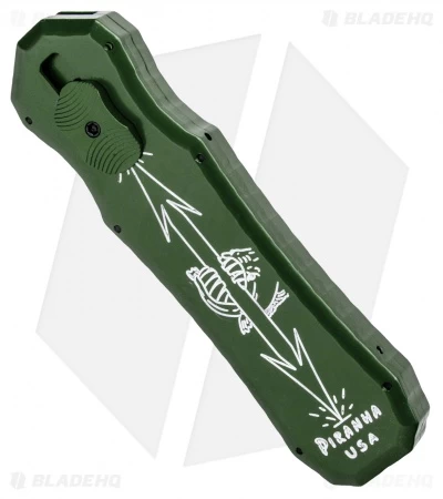 Piranha Green Excalibur OTF Knife Double Action Automatic (3.2" Black Serr) 4 Piranha Green Excalibur OTF Knife Double Action Automatic (3.2" Black Serr) - Image 2