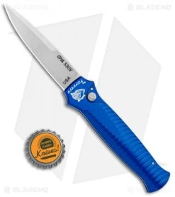 Piranha Mini-Guard Blue Automatic Knife (2.9" Stonewash Plain) -Knife Shop Piranha Mini Guard Blue Auto SW Plain BHQ 0414 jr bottlecap