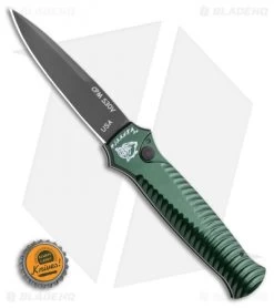Piranha Mini-Guard Green Tactical Automatic Knife (2.9" Black Plain) -Knife Shop Piranha Mini Guard Green Tactical Automatic Knife 2.9 Black Plain BHQ 2107 LS Bottlecap