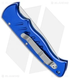 Piranha Blue P-1 Pocket Automatic Knife (3.2" Mirror Serr) -Knife Shop Piranha P 1 Pocket Auto Blue Mirror Serr BHQ 0016 jr side