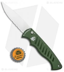 Piranha Green P-1 Pocket Automatic Knife (3.2" Mirror Serr) -Knife Shop Piranha P 1 Pocket Auto Green Mirror Serr BHQ 0701 jr bottlecap