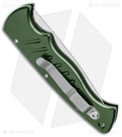 Piranha Green P-1 Pocket Automatic Knife (3.2" Mirror Serr) -Knife Shop Piranha P 1 Pocket Auto Green Mirror Serr BHQ 0701 jr side