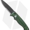 Piranha Tactical Green Pocket Automatic Knife (3.2" Black Serr) -Knife Shop Piranha P 1 Pocket Auto Green Tactical Black Serr BHQ 1100 jr