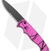 Piranha Pocket Automatic Knife Hot Pink (3.2" Black Serr) -Knife Shop Piranha Pocket Auto Hot Pink Black Serr BHQ 180416 jr