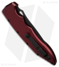 Piranha Predator Red Tactical Automatic Knife (4.1" Black Serr) -Knife Shop Piranha Predator Red Tactical AK 4in Black Serr BHQ 12750 td side