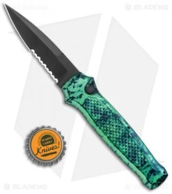Piranha Prowler Green Tactical Automatic Knife (3.2" Black Serr) -Knife Shop Piranha Prowler Green Tactical Auto Black Serr BHQ 20899 jr bottlecap