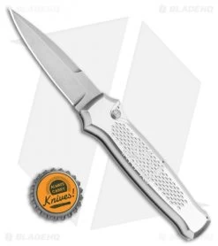 Piranha Prowler Silver Automatic Knife (3.2" Stonewash Plain) -Knife Shop Piranha Prowler Silver Automatic Knife 3.2in Stonewash Plain BHQ 20550 LS Bottlecap