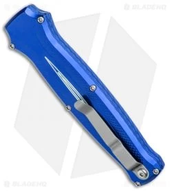 Piranha Rated-R D/A OTF Automatic Knife Blue (3.5" Mirror) -Knife Shop Piranha Rated R DA Auto Blue Mirror BHQ 67995 jr side