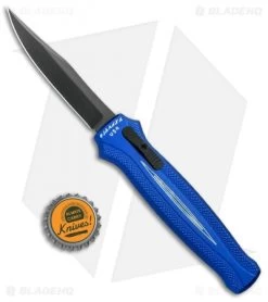 Piranha Rated-R D/A OTF Automatic Knife Blue (3.5" Black) -Knife Shop Piranha Rated R DA Auto Blue Tactical Black BHQ 67996 jr bottlecap