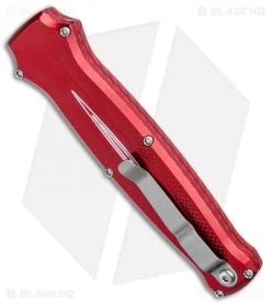 Piranha Rated-R D/A OTF Automatic Knife Red (3.5" Mirror) -Knife Shop Piranha Rated R DA Auto Red Mirror BHQ 52247 jr side