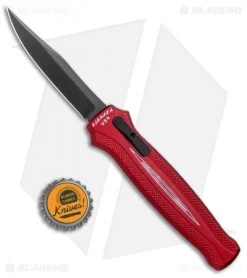 Piranha Rated-R D/A OTF Automatic Knife Red (3.5" Black) -Knife Shop Piranha Rated R DA Auto Red Tactical Black BHQ 52246 jr bottlecap