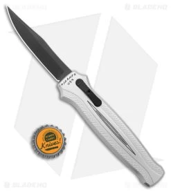 Piranha Rated-R D/A OTF Automatic Knife Silver Aluminum (3.5" Black 154CM) -Knife Shop Piranha Rated R DA OTF Auto Silver Black BHQ 52245 jr bottlecap
