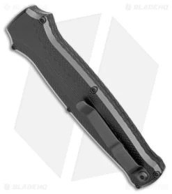 Piranha Rated-R D/A OTF Automatic Knife Tactical Black (3.5" Black Serr) -Knife Shop Piranha Rated R DA OTF Auto Tactical Black Black Serr BHQ 52244 jr side