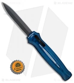 Piranha Rated-X D/A Dagger OTF Automatic Knife Blue (3.5" Black) -Knife Shop Piranha Rated X DA Blue Black BHQ 80419 er bottlecap