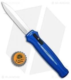 Piranha Rated-X D/A Dagger OTF Automatic Knife Blue (3.5" Mirror) -Knife Shop Piranha Rated X DA Dagger Auto Blue Mirror BHQ 80418 jr bottlecap