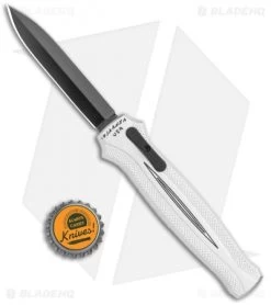 Piranha Rated-X D/A Dagger OTF Automatic Knife Silver (3.5" Black) -Knife Shop Piranha Rated X DA Dagger OTF Auto Silver Black BHQ 119641 jr bottlecap