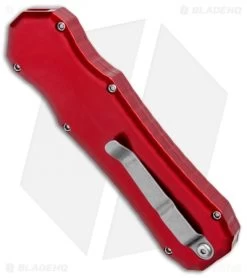 Piranha Red Excalibur Knife D/A OTF Automatic (3.2" Stonewash Plain) -Knife Shop Piranha Red Exalibur DA OTF Auto Mirror BHQ 1239 jr side