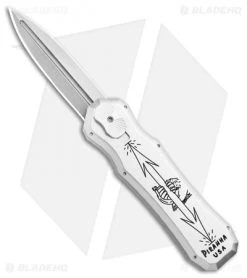 Piranha Silver Excalibur Knife D/A OTF Automatic (3.2" Stonewash Plain)