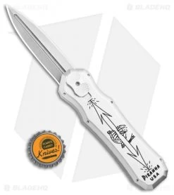 Piranha Silver Excalibur Knife D/A OTF Automatic (3.2" Stonewash Plain) -Knife Shop Piranha Silver Excalibur DA Auto SW BHQ 1901 jr bottlecap