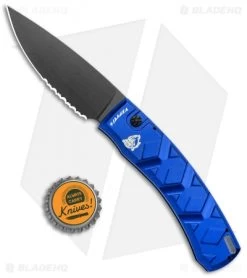 Piranha X Automatic Knife Blue Tactical (3.3" Black Serr) -Knife Shop Piranha X Auto Blue Tactical Black Serr BHQ 27828 jr bottlecap