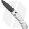 Piranha X Automatic Knife Silver Tactical (3.3" Black Serr) -Knife Shop Piranha X Auto Silver Tactical Black Serr BHQ 28384 jr