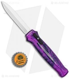 Piranha Rated-X D/A Dagger OTF Automatic Knife Plum (3.5" Satin) -Knife Shop Pirhana Rated X DA Dagger Auto Plum Satin BHQ 119642 jr bottlecap