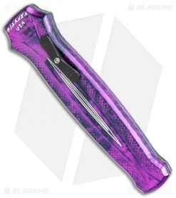 Piranha Rated-X D/A Dagger OTF Automatic Knife Plum (3.5" Satin) -Knife Shop Pirhana Rated X DA Dagger Auto Plum Satin BHQ 119642 jr spine