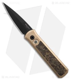 ProTech Pro-Tech Godson Automatic Knife Bronze Al Custom Fat Carbon Gold (3.2" Black)