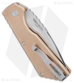 ProTech Strider + Pro-Tech PT Automatic Knife Bronze Al (2.75" Compound Mirror) -Knife Shop Pro Tech Strider PT Auto Bronze MOP Compound Mirror BHQ 179975 jr side