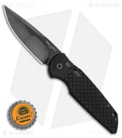 Pro-Tech TR-3 Custom Automatic Knife Black Fish Scale (3.5" Mirror DLC) -Knife Shop Pro Tech TR 3 Custom Automatic Knife Black Fish Scale 3.5in Compound Mirror DLC BHQ 114816 LS Bootlecap