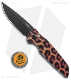 Pro-Tech TR-3 Automatic Knife Custom PK Anodized "Leopard" Print (3.5" Black) -Knife Shop Protech TR 3 Auto PK Anodized Name Black PK 3 BHQ 94360 jr bottlecap
