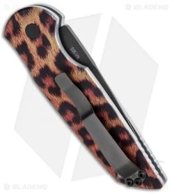 Pro-Tech TR-3 Automatic Knife Custom PK Anodized "Leopard" Print (3.5" Black) -Knife Shop Protech TR 3 Auto PK Anodized Name Black PK 3 BHQ 94360 jr side