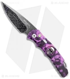 Pro-Tech TR-5 Skull Tactical Response Auto Knife Purple Skulls (3.25" Damascus)
