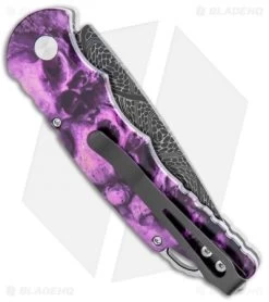 Pro-Tech TR-5 Skull Tactical Response Auto Knife Purple Skulls (3.25" Damascus) -Knife Shop Protech TR 5 Skull Tactical Response Auto Purple Skulls Damascus BHQ 107361 jr side