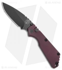 Strider + Pro-Tech SnG Automatic Knife Smooth Burgundy Micarta (3.5" Black DLC)