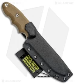 TOPS Knives Backpacker's Bowie Fixed Blade Green Canvas Micarta (4.5" Tumbled) -Knife Shop TOPS Knives Backpackers Bowie Green Canvas Micarta Tumbled BPB 01 BHQ 81888 jr sheath