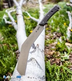 TOPS Knives The Bestia Fixed Blade Knife Green Micarta (13" Tan) -Knife Shop TOPS Knives The Bestia Fixed Blade Knife Green Micarta Tan BHQ 107024 kp tree down web