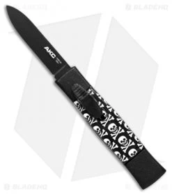 AKC Minion Concord OTF Automatic Knife Jolly Roger (2.3" Black Flat Grind)