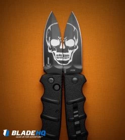 Boker Skull Kalashnikov Dagger Automatic Knife (3.25" Black D2) -Knife Shop boker kalashnikov skull dagger blk BHQ 48870 dl