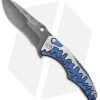 Brian Tighe Custom Tighe Drip Button Lock Knife Blue Ti (3.75" Acid Wash) #9