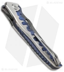 Brian Tighe Custom Tighe Drip Button Lock Knife Blue Ti (3.75" Acid Wash) #9 -Knife Shop brian tighe drip blue spine jm
