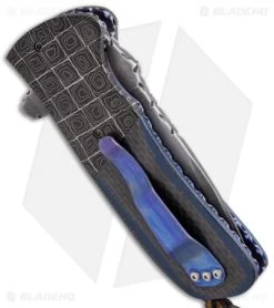 Burr Oak Knives Coffin Nail Drop Point Flipper Knife Blue/CF (3.5" San Mai) #1 -Knife Shop burr oak coffin nail drop point 1 side cm