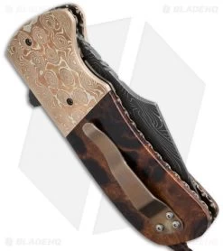 Burr Oak Knives Harpoon Flipper #3 Knife Ironwood/Mokume (3.75" Damascus) -Knife Shop burr oak harpoon flipper 3 side cm